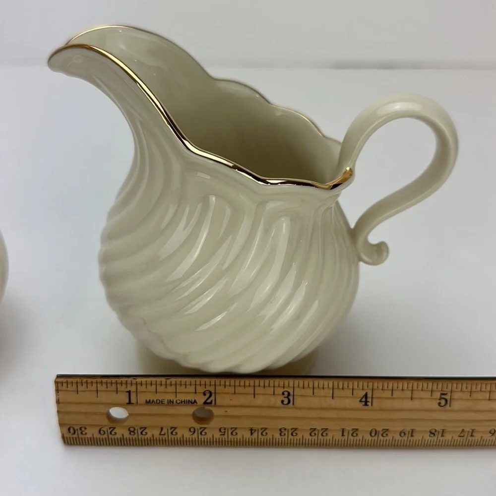 Lenox House Warming Collection Sugar Bowl With Lid‎ and Creamer Set Ivory…